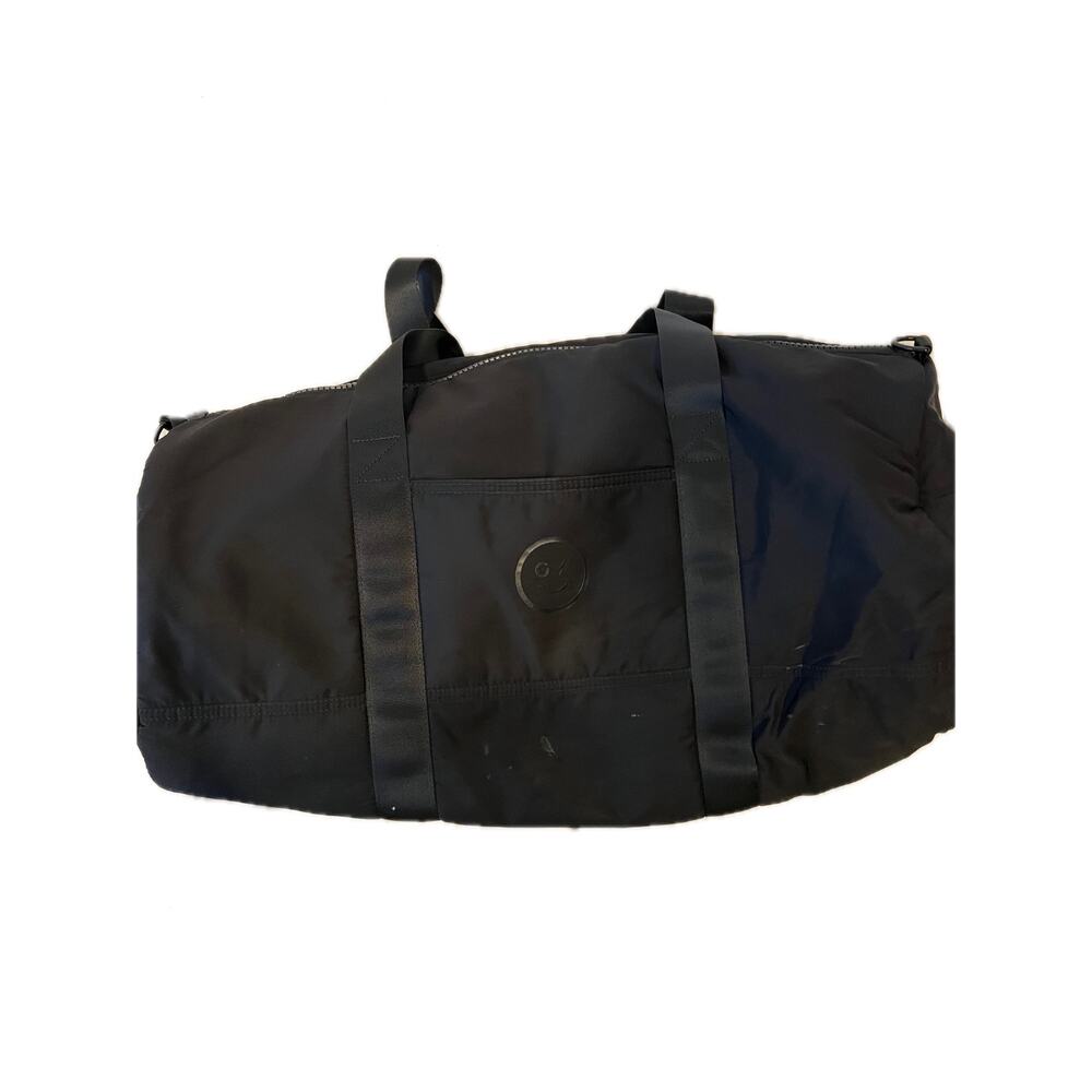 Smiley Face with Lightening Wink Black Duffel Gym Bag